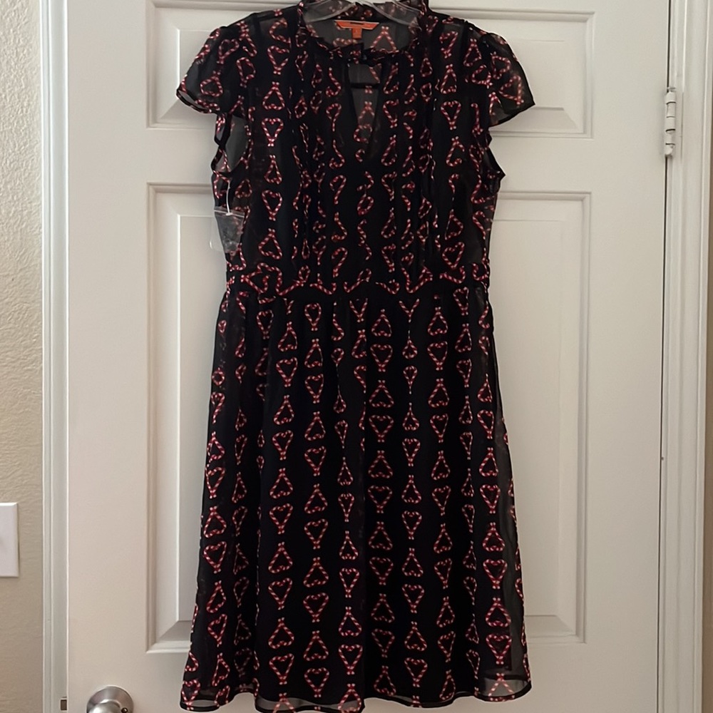 NWT MODCLOTH midi dress - semin sheer, fully lined, keyhole opening, candy cane - Picture 7 of 13